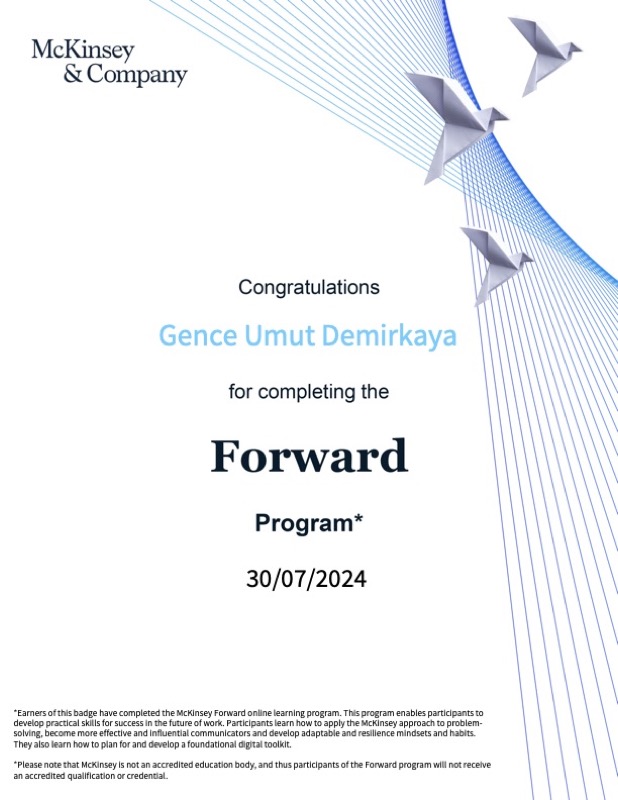 McKinsey Forward Programı sertifikası